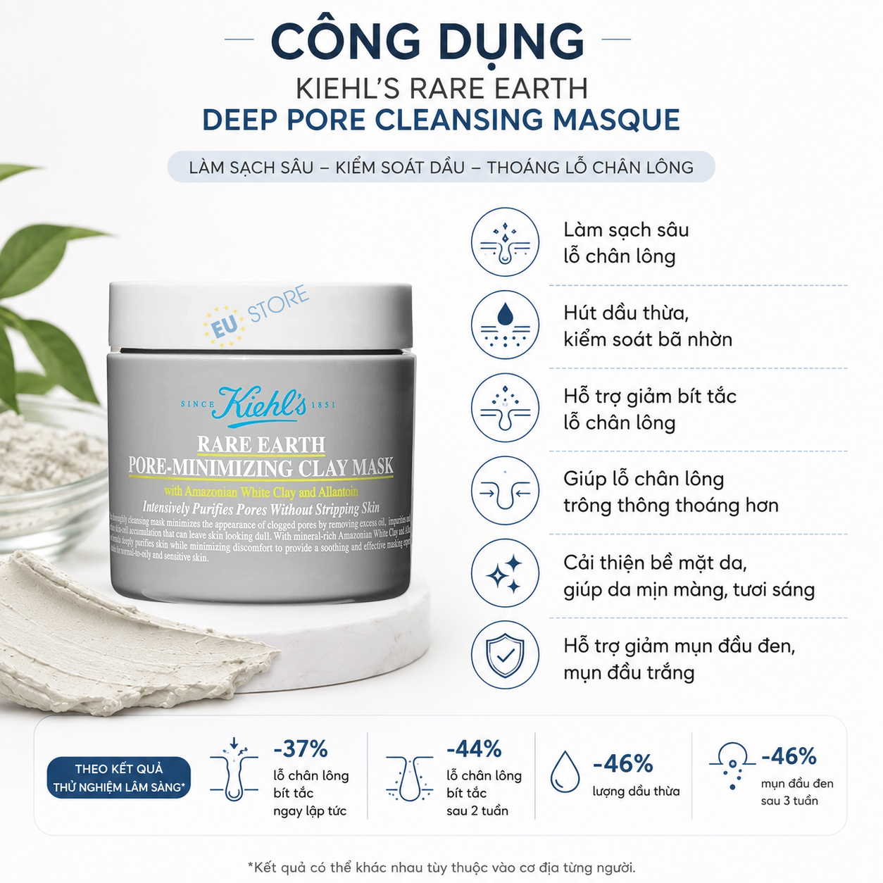 Công dụng của Mặt nạ đất sét Kiehl's Rare Earth Pore-Minimizing Clay Mask 28ml & 125ml mẫu mới Công dụng của Mặt nạ đất sét Kiehl's Rare Earth Pore-Minimizing Clay Mask 28ml & 125ml mẫu mới