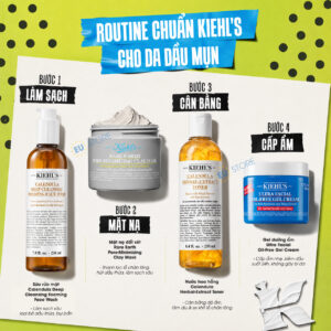 Routine chăm sóc da dầu mụn chuẩn Kiehl's với mặt nạ đất sét Rare Earth Pore-Minimizing Clay Mask 28ml & 125ml mẫu mới