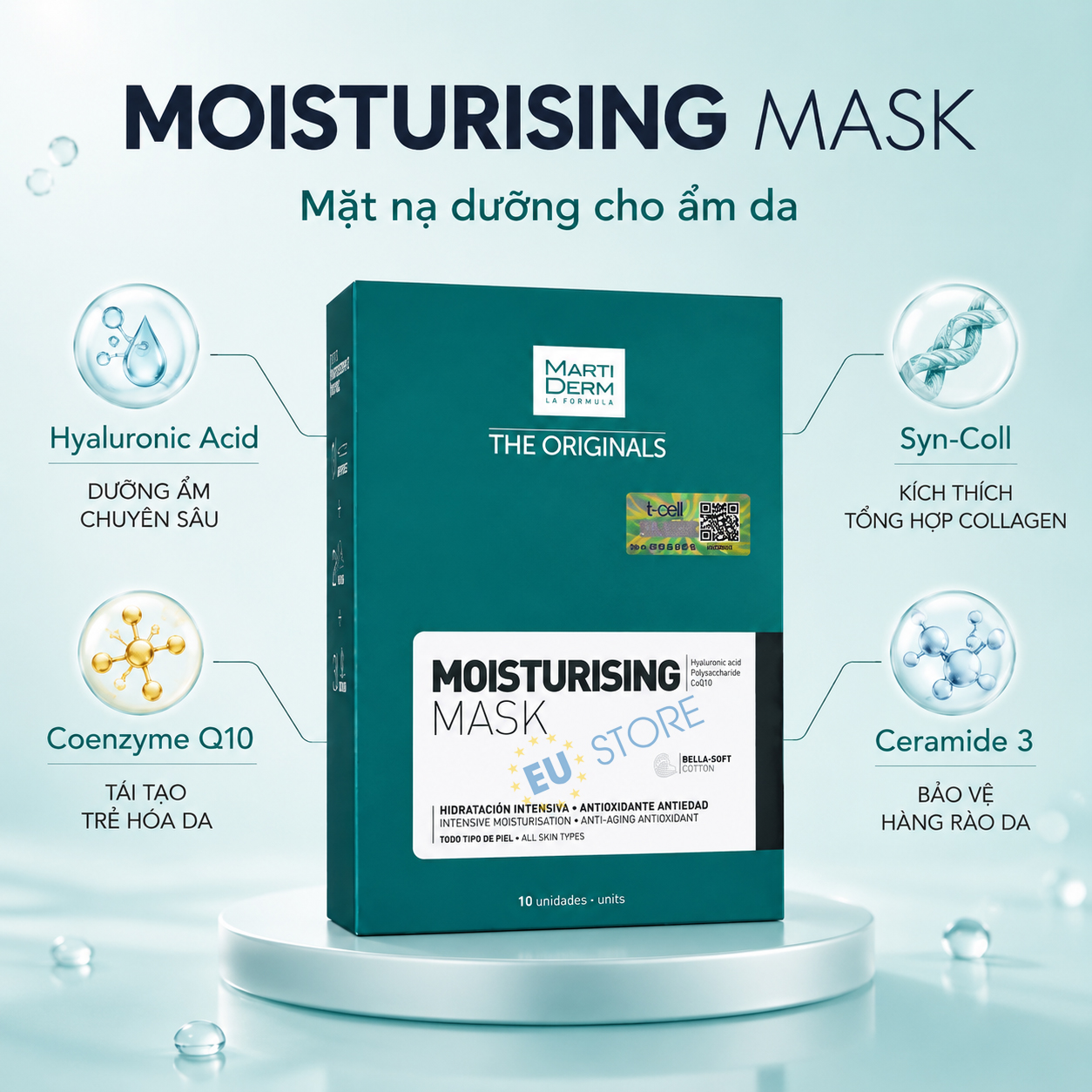 Mặt nạ MartiDerm Moisturising Mask – Cấp ẩm chuyên sâu, phục hồi da căng mịn