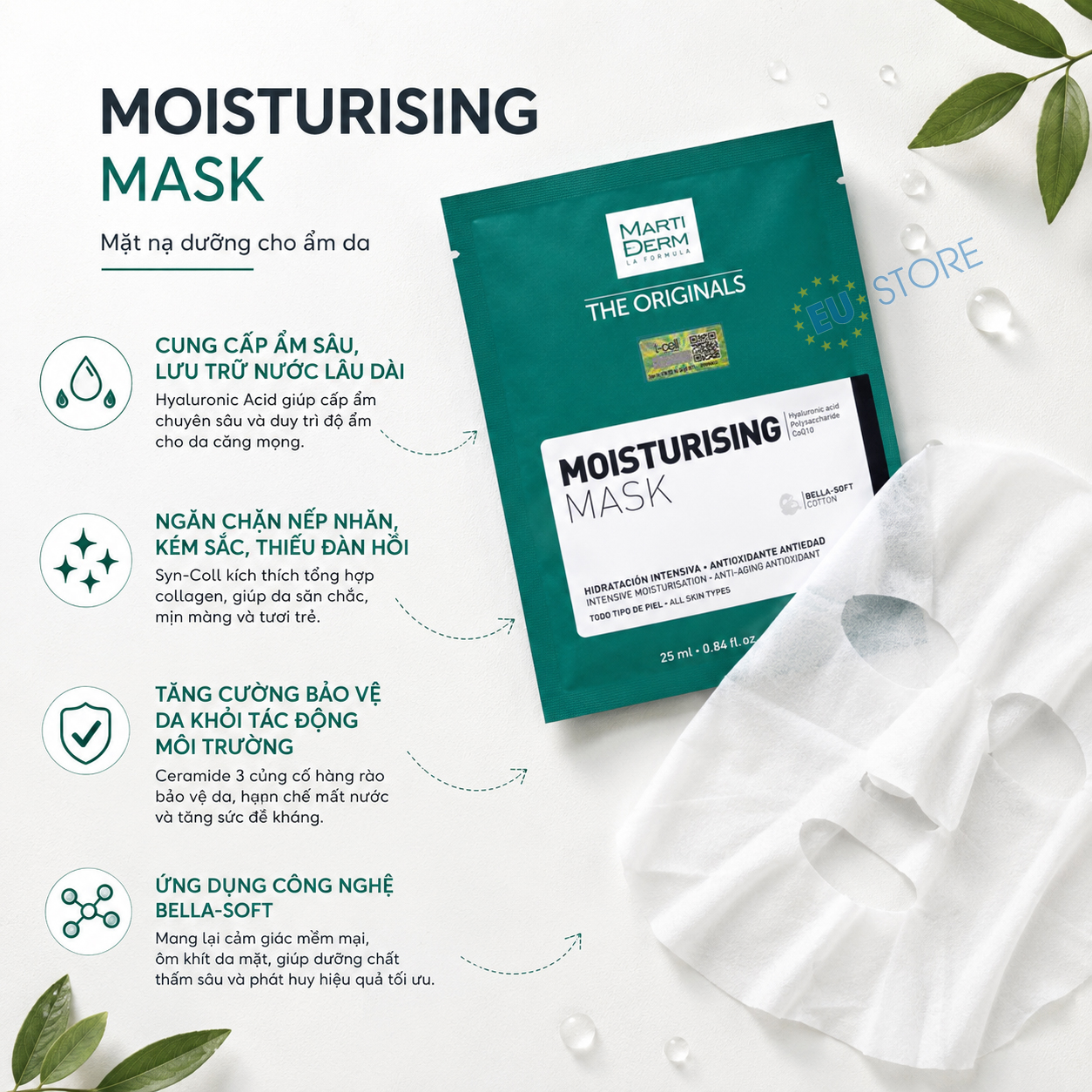 Mặt nạ MartiDerm Moisturising Mask – Cấp ẩm chuyên sâu, phục hồi da căng mịn Mặt nạ MartiDerm Moisturising Mask – Cấp ẩm chuyên sâu, phục hồi da căng mịn