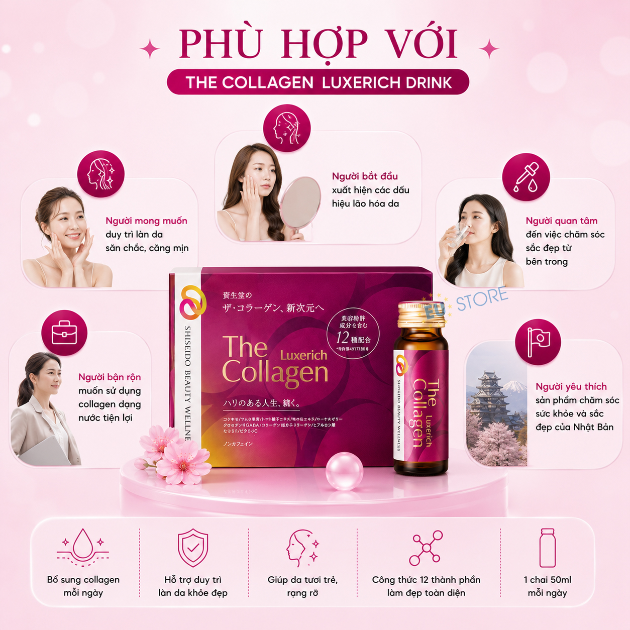 Nước uống collagen cao cấp Shiseido The Collagen Luxerich Drink Nhật Bản Nước uống collagen cao cấp Shiseido The Collagen Luxerich Drink Nhật Bản