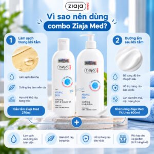 Combo Chăm Sóc Da Cơ Địa Ziaja Med – Dầu Tắm 270ml + Nhũ Tương 1% Urea 400ml