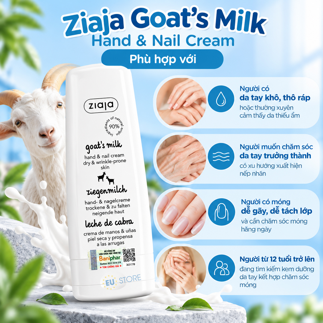 Kem dưỡng da tay và móng Ziaja Goat’s Milk 80ml Kem dưỡng da tay và móng Ziaja Goat’s Milk 80ml