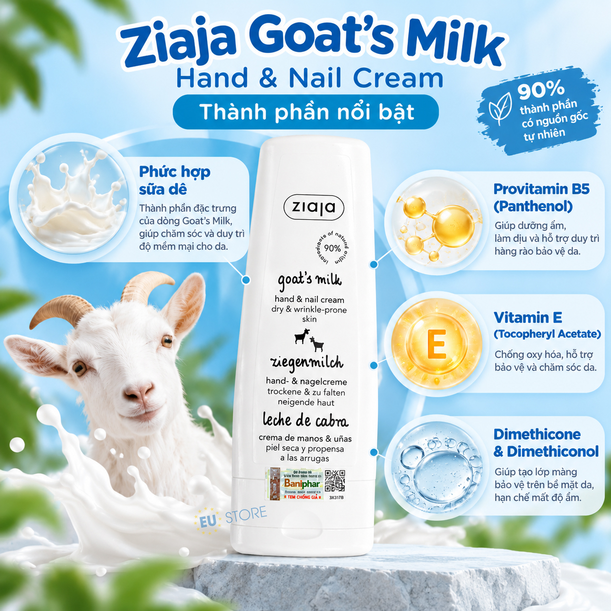 Thành phần của Kem dưỡng da tay và móng Ziaja Goat’s Milk 80ml Thành phần của Kem dưỡng da tay và móng Ziaja Goat’s Milk 80ml
