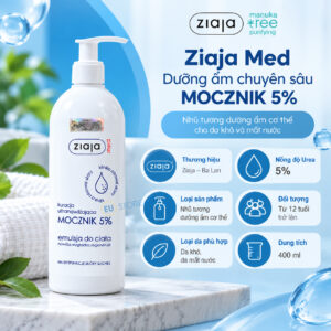 Nhũ tương dưỡng ẩm chuyên sâu Ziaja Med MOCZNIK 5% Urea 400ml