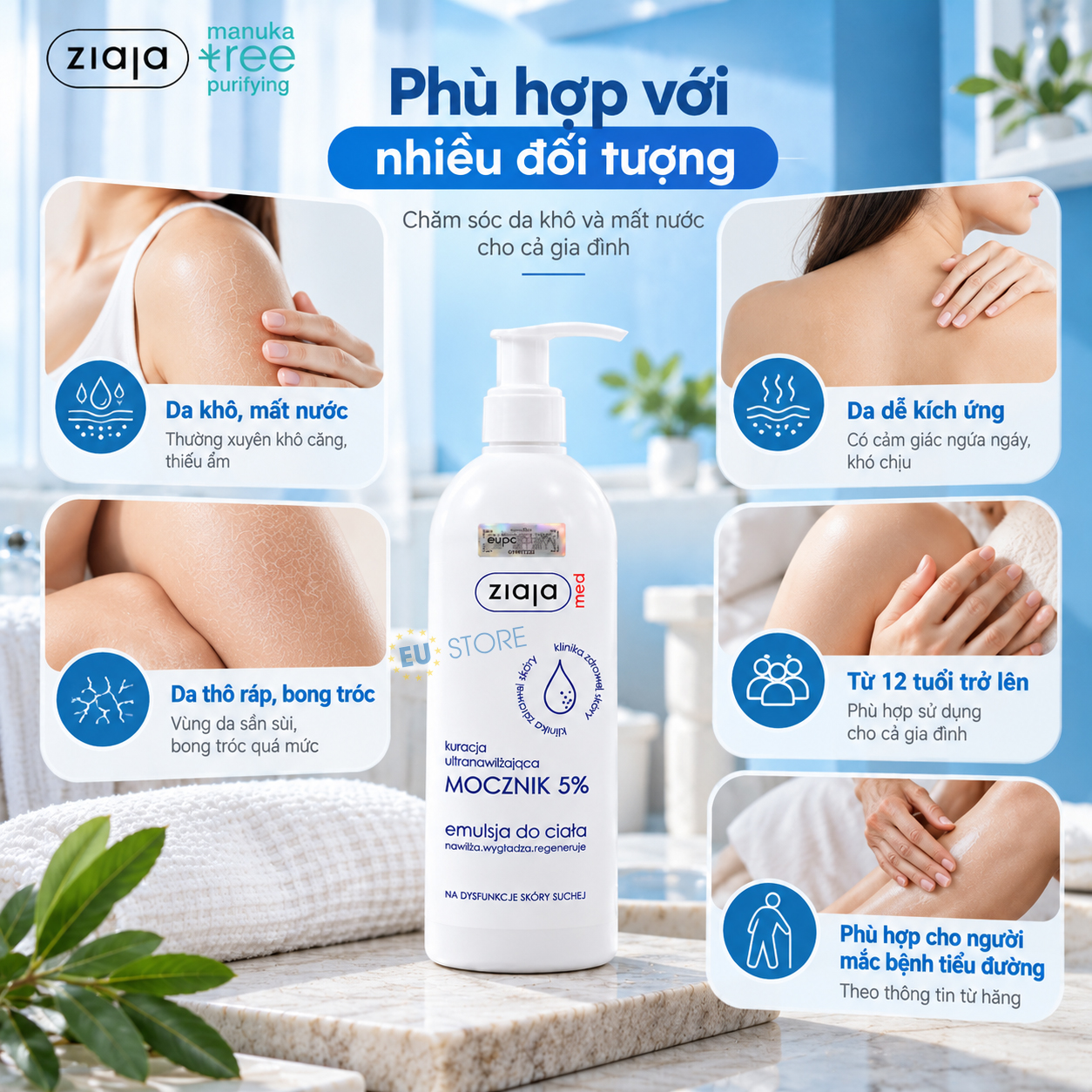 Nhũ tương dưỡng ẩm chuyên sâu Ziaja Med MOCZNIK 5% Urea 400ml Nhũ tương dưỡng ẩm chuyên sâu Ziaja Med MOCZNIK 5% Urea 400ml