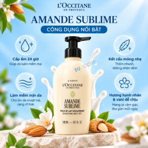 Công dụng của Sữa dưỡng thể hạnh nhân L’Occitane Amande Sublime Quenching Milk Veil 240ml