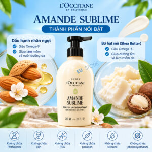 Thành phần của Sữa dưỡng thể hạnh nhân L’Occitane Amande Sublime Quenching Milk Veil 240ml
