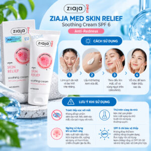 Cách sử dụng Kem dưỡng dịu da, giảm mẩn đỏ Ziaja Med Skin Relief Soothing Cream SPF 6 50ml